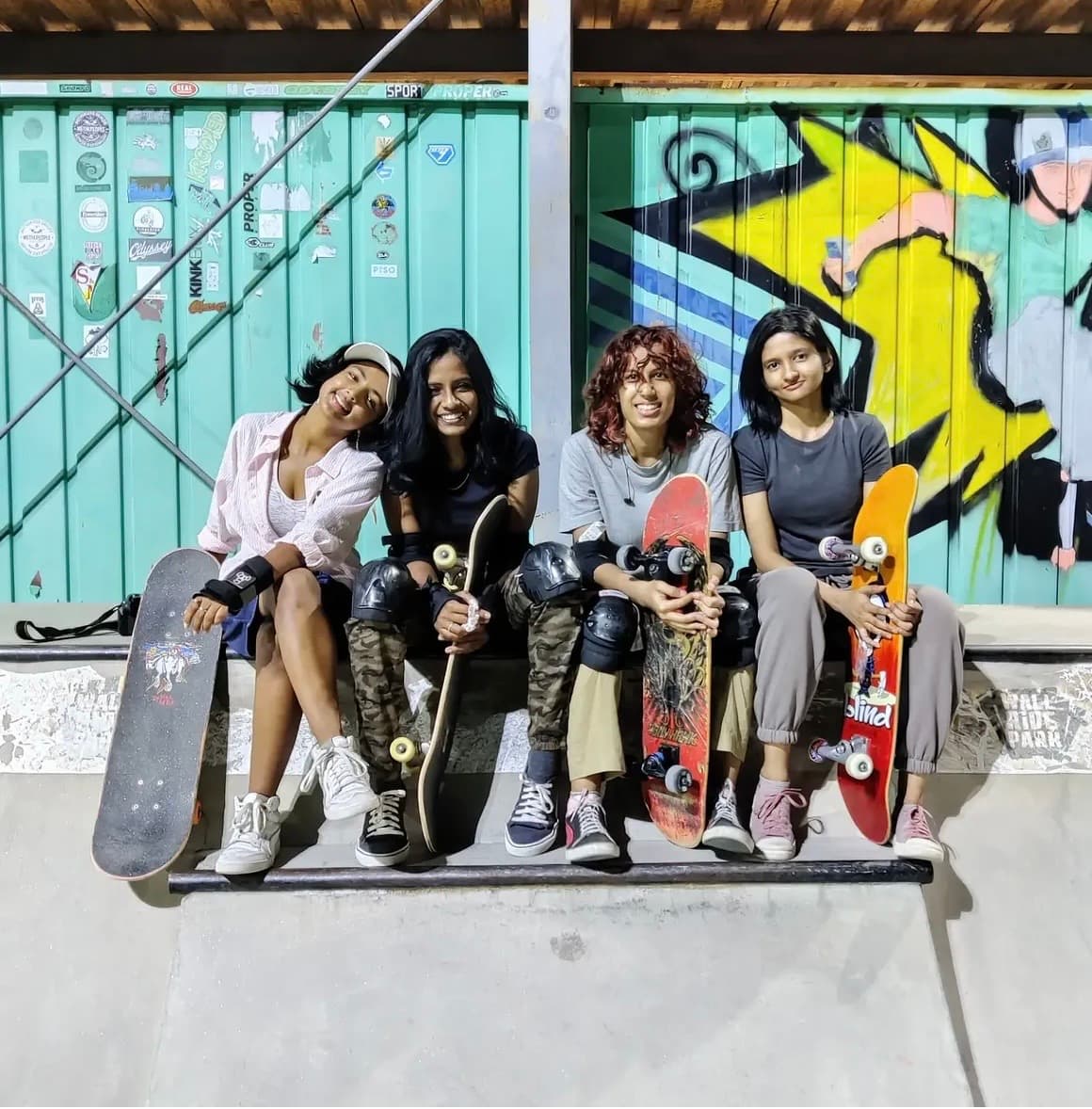 Riders sharing a session at WallRide Park